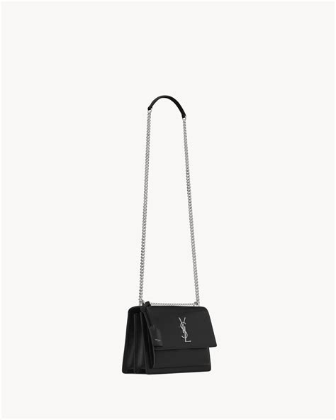 ysl sunset med chain bag in smooth blk